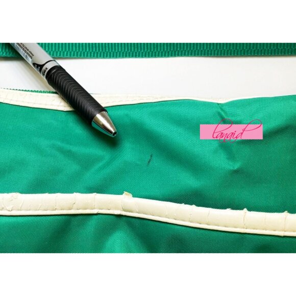 VINTAGE Puma Shoulder Bag Crossbody Green Ivory Bookbag Gym Weekend Zip Tote - Picture 3 of 15